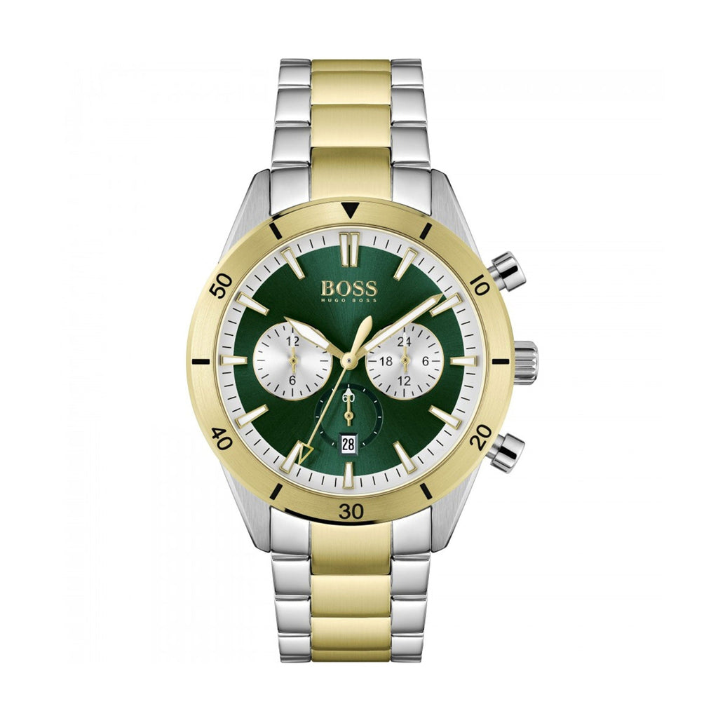 Hugo Boss Mens 1513872 Santiago Chronograph Green Dial Watch