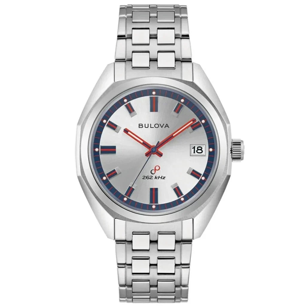 Bulova Jet Star Automatic Mens Silver Watch 96k112