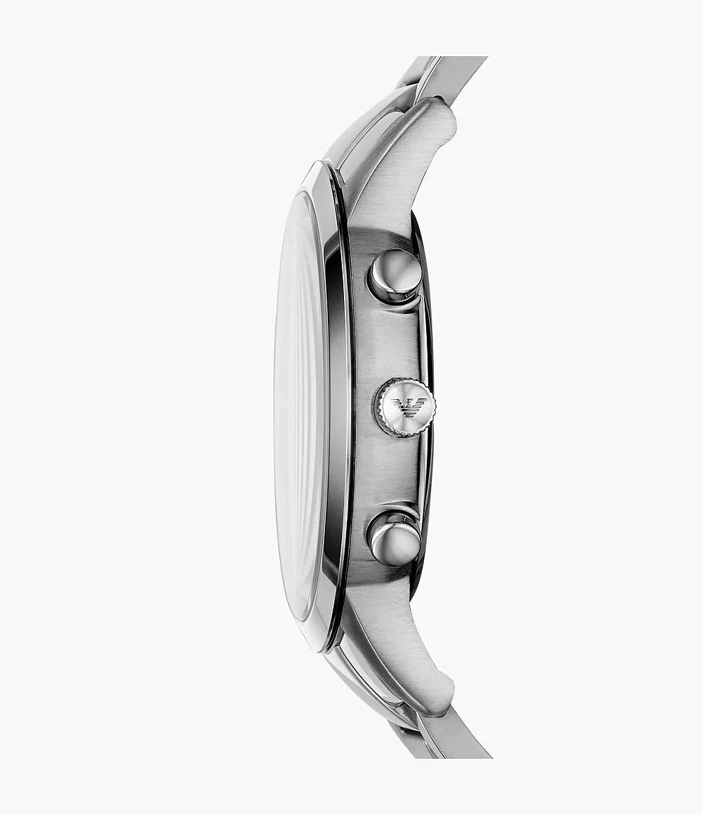 Emporio Armani Mens Ar11458 Rose Gold Tone Stainless Steel And Blue Leather Watch