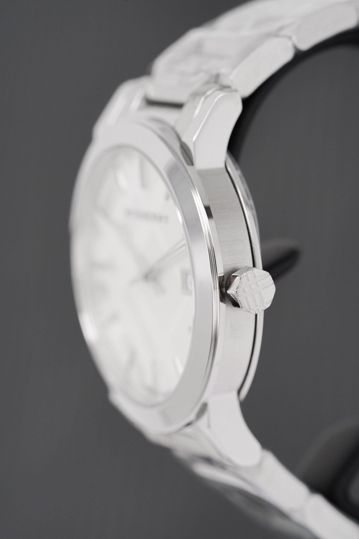 Burberry Mens Watch The City Engraved Checked Steel Bu9037