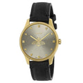 Gucci G Timeless Gold Tone Black Leather Quartz Watch Ya1264181