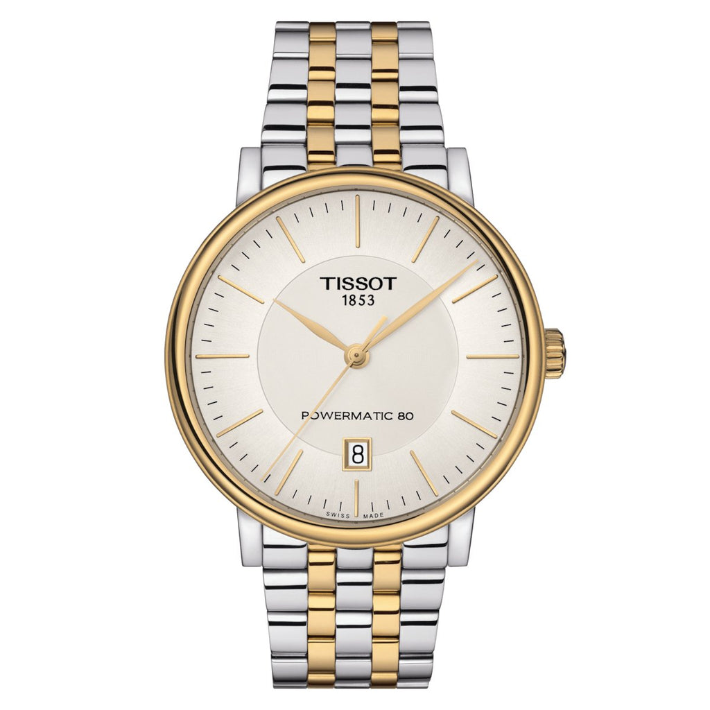 Tissot Mens Watch Carson Auto T Classic 40mm Silver Gold T1224072203100