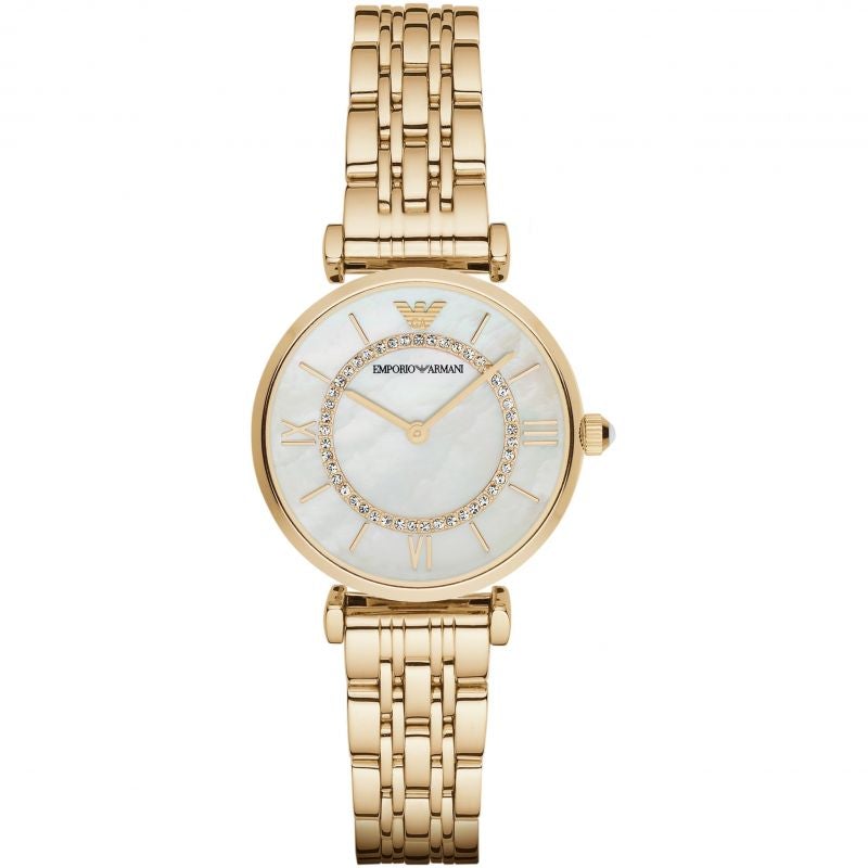 Emporio Armani Ar1907 Ladies Mother Of Pearl Gold Watch