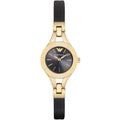 Emporio Armani Ar7405 Ladies Black Dial Gold Watch