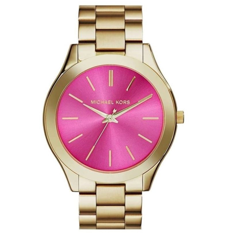 Michael Kors Mk3264 Ladies Slim Runway Gold Pink Watch