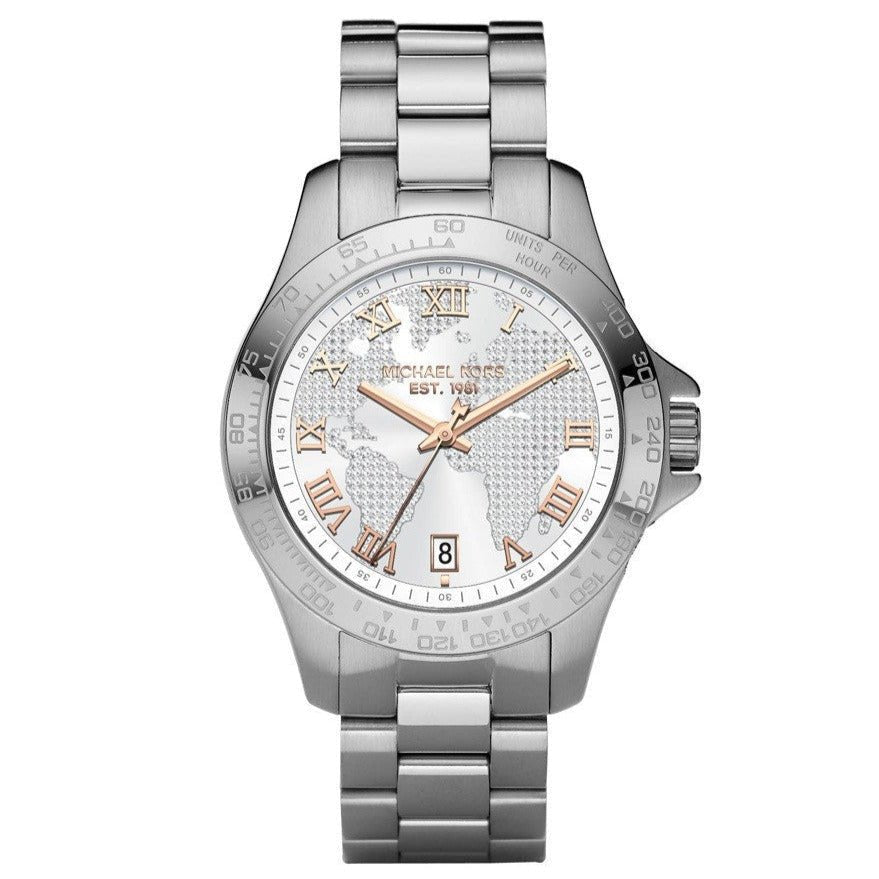 Michael Kors Mk5958 Ladies Layton Silver Pave Dial Watch