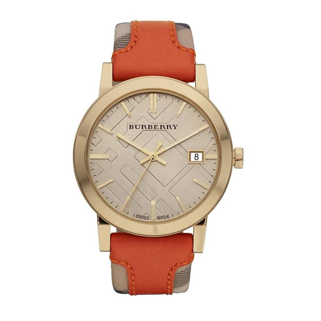 Burberry Ladies Watch The City Check Champagne Bu9016