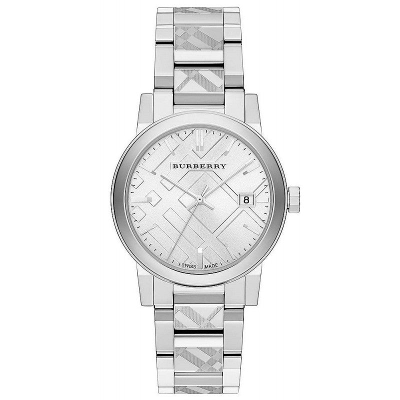 Burberry Mens Watch The City Engraved Checked Steel Bu9037