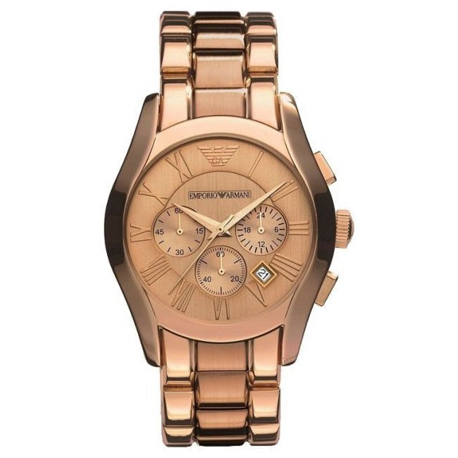 Emporio Armani Ar0365 Men S Valente Chronograph Rose Gold Pvd Watch
