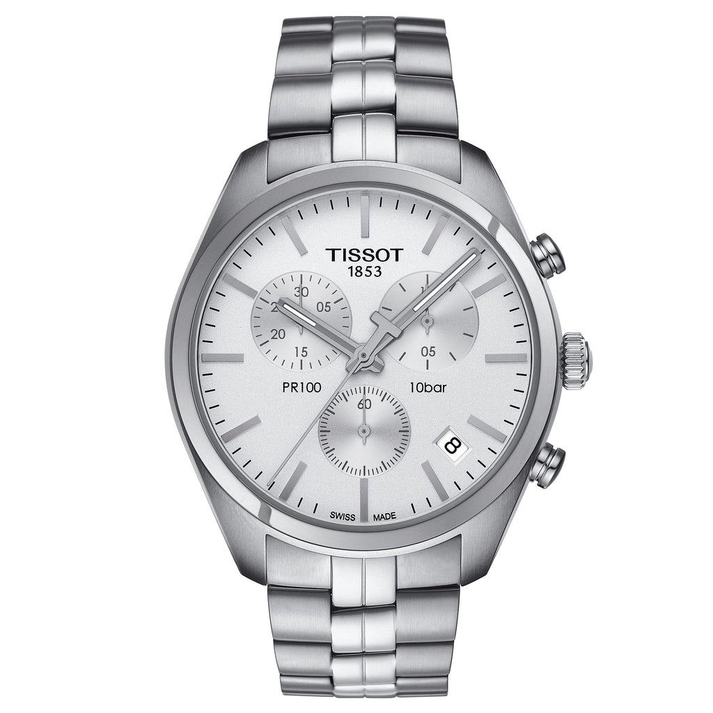 Tissot Pr 100 Chronograph Mens Silver Watch T1014171103100