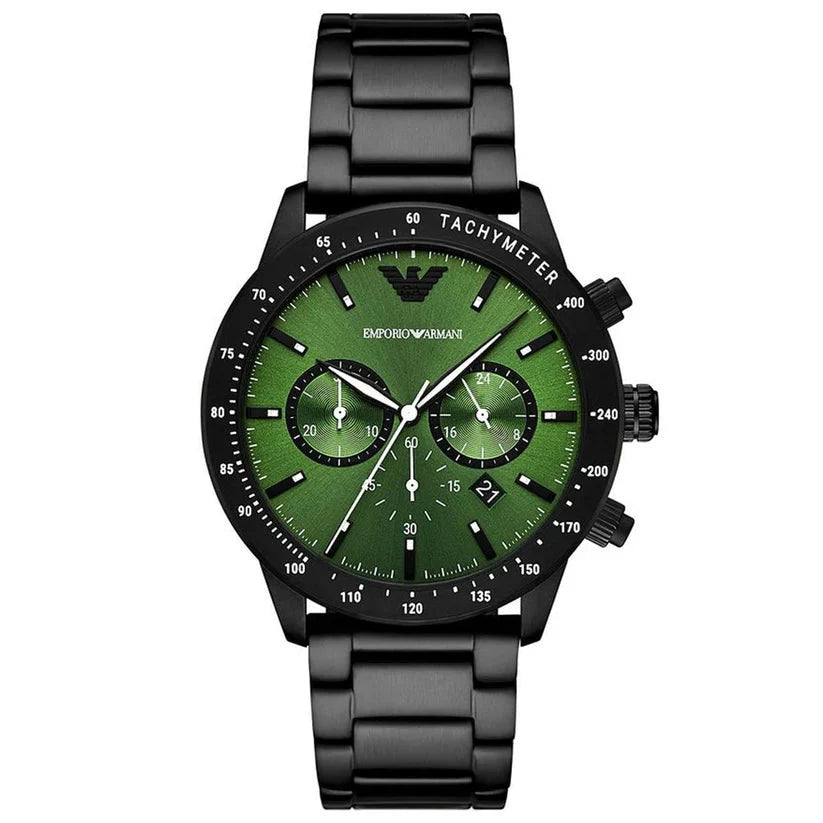 Emporio Armani Chronograph Black Stainless Steel Mens Watch 43mm Ar11472