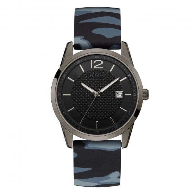 Guess Gents Gunmetal Black Dial Camo Strap Watch W0991g6