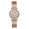 Guess Watches Guess Ladies Rose Gold Watch White Dial Rose Gold Textured Bracelet W1008l3