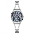Guess Watches Guess Ladies Silver Blue Acid Denim Logo Dial Watch W1145l1