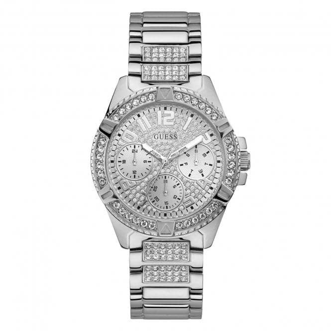 Guess Watches Guess Ladies Silver Crystals Glitz Dial Watch W1156l1