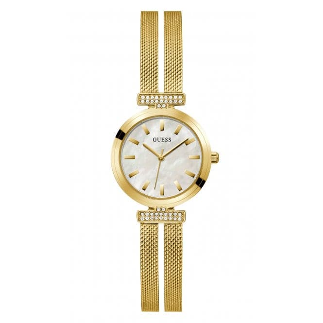 Guess Watches Ladies Array Stainless Steel Mesh Gold Tone Watch Gw0471l2