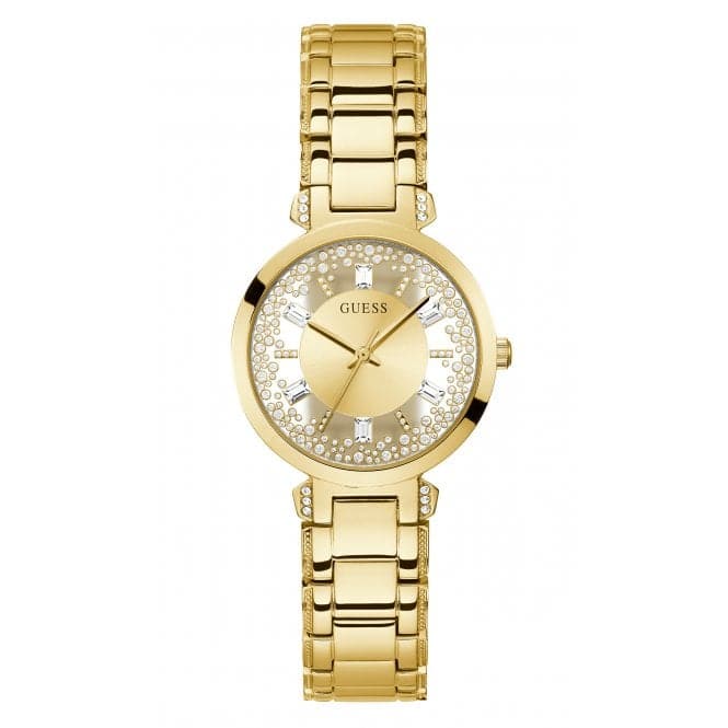 Guess Watches Ladies Crystal Clear Stainless Steel Gold Tone Watch Gw0470l2
