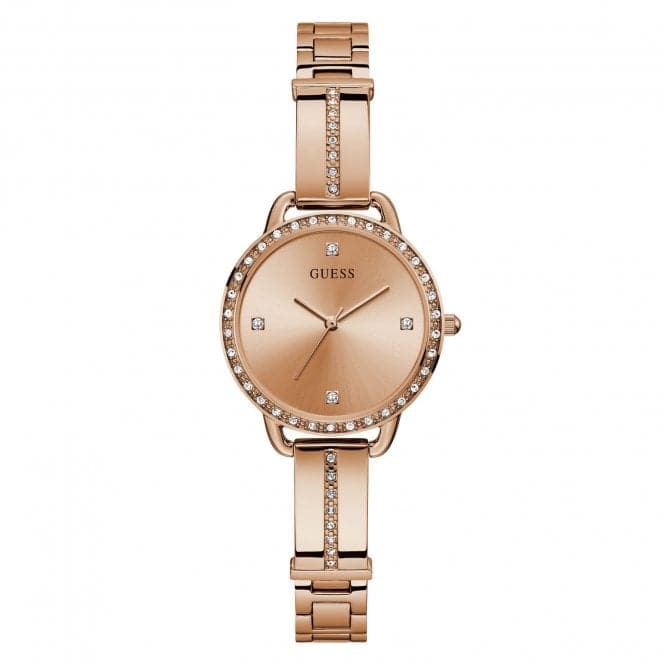 Guess Watches Ladies Dress Stainless Steel Rose Gold Watch Gw0022l3