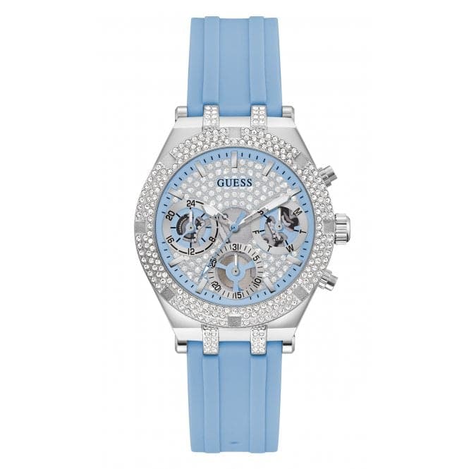 Guess Watches Ladies Heiress Silicone Silver Watch Gw0407l1