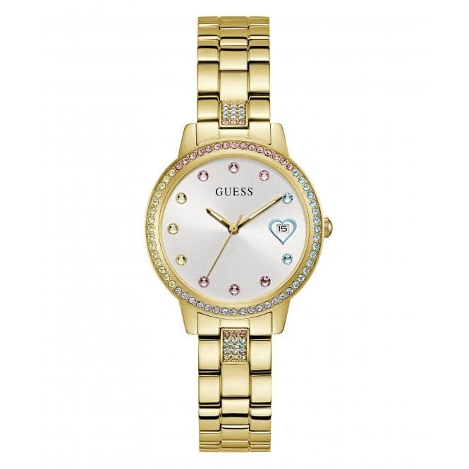 Guess Watches Ladies Three Of Hearts Gold Tone Watch Gw0657l2
