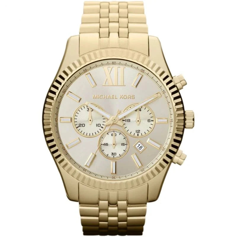 Michael Kors Mens Chronograph Watch Lexington 45mm Gold Mk8281