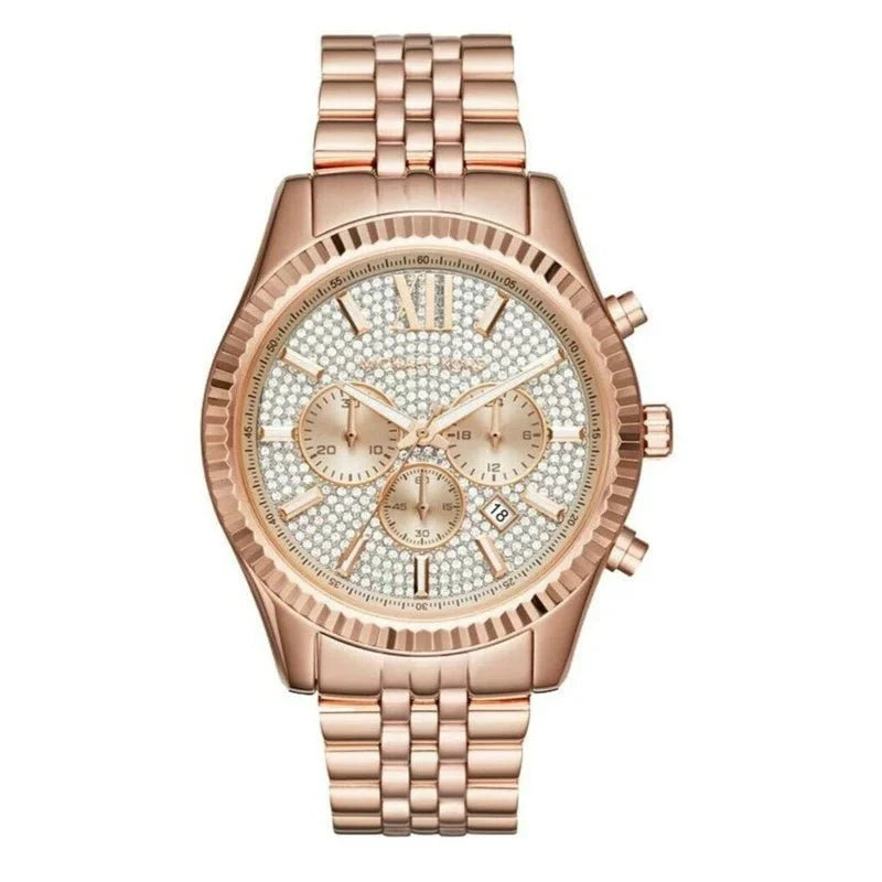 Michael Kors Mens Watch Lexington Chronograph Gold Rose Mk8580