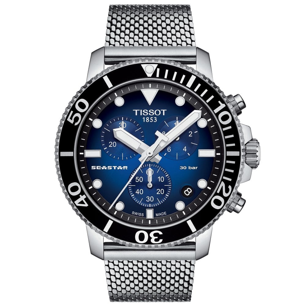 Tissot Chronograph Mens Watch Seastar 1000 Blue T1204171104102